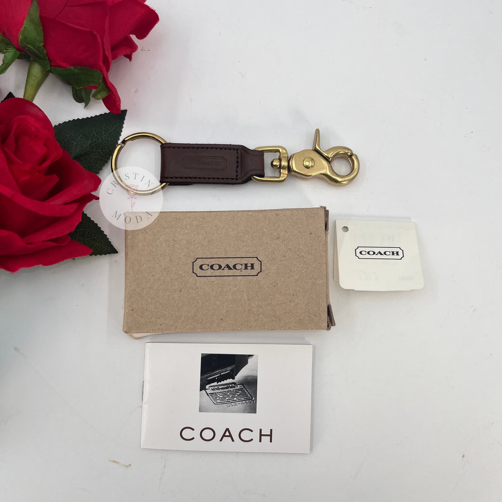 Vintage Coach Trigger Snap Key Fob 7212 Mahogany 1990's Cristina Moda