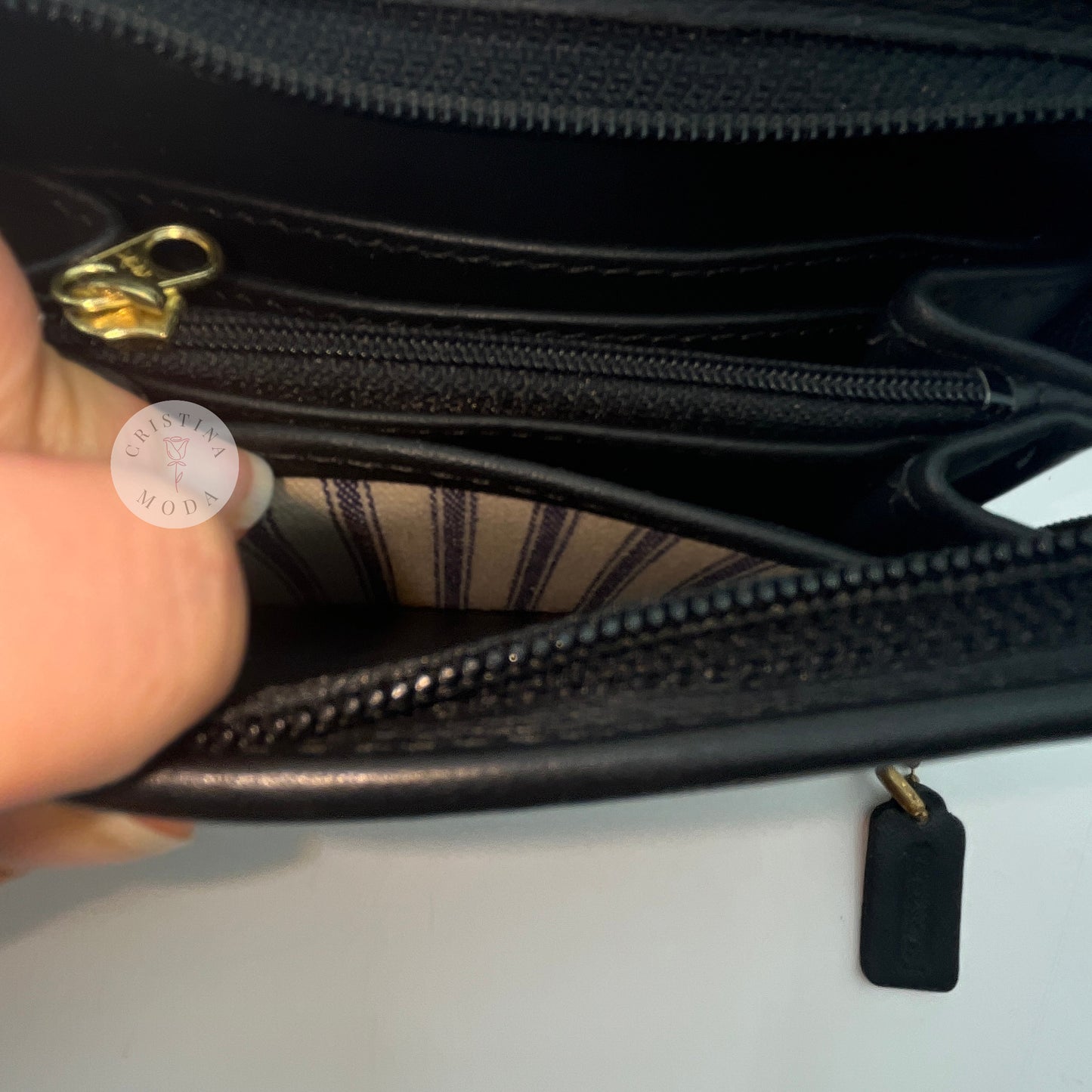 Vintage Coach Zip Around Compact Clutch 6901 Black