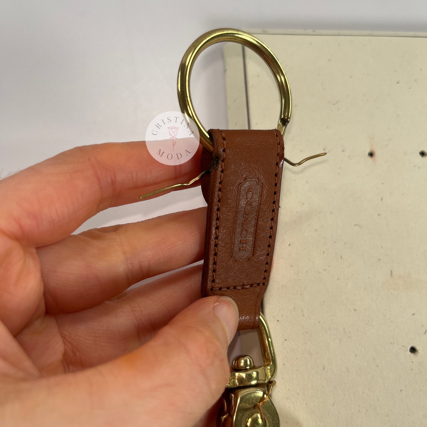 NEW Vintage Coach Trigger Snap Key Fob Gift Box British Tan
