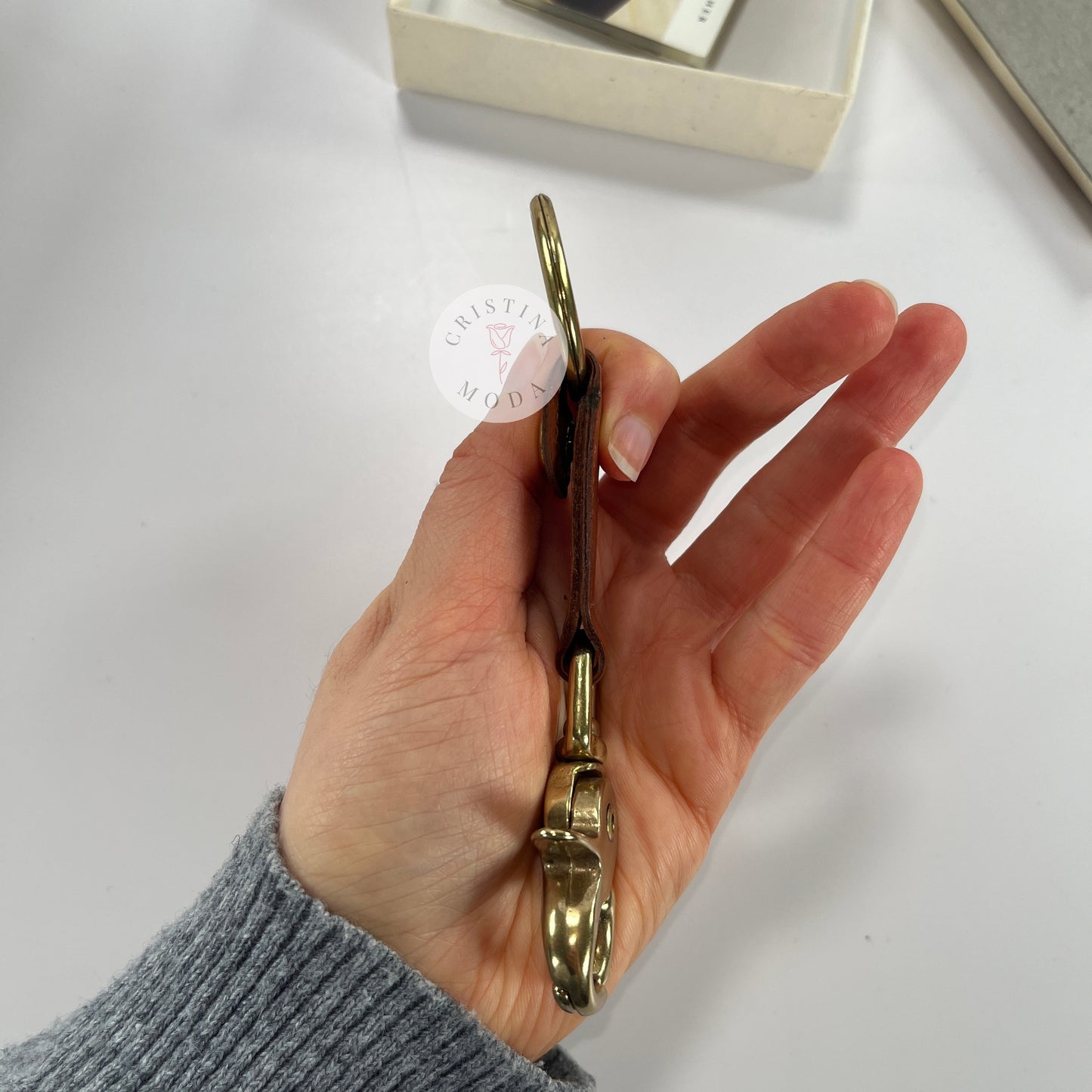 NEW Vintage Coach Trigger Snap Key Fob Gift Box British Tan