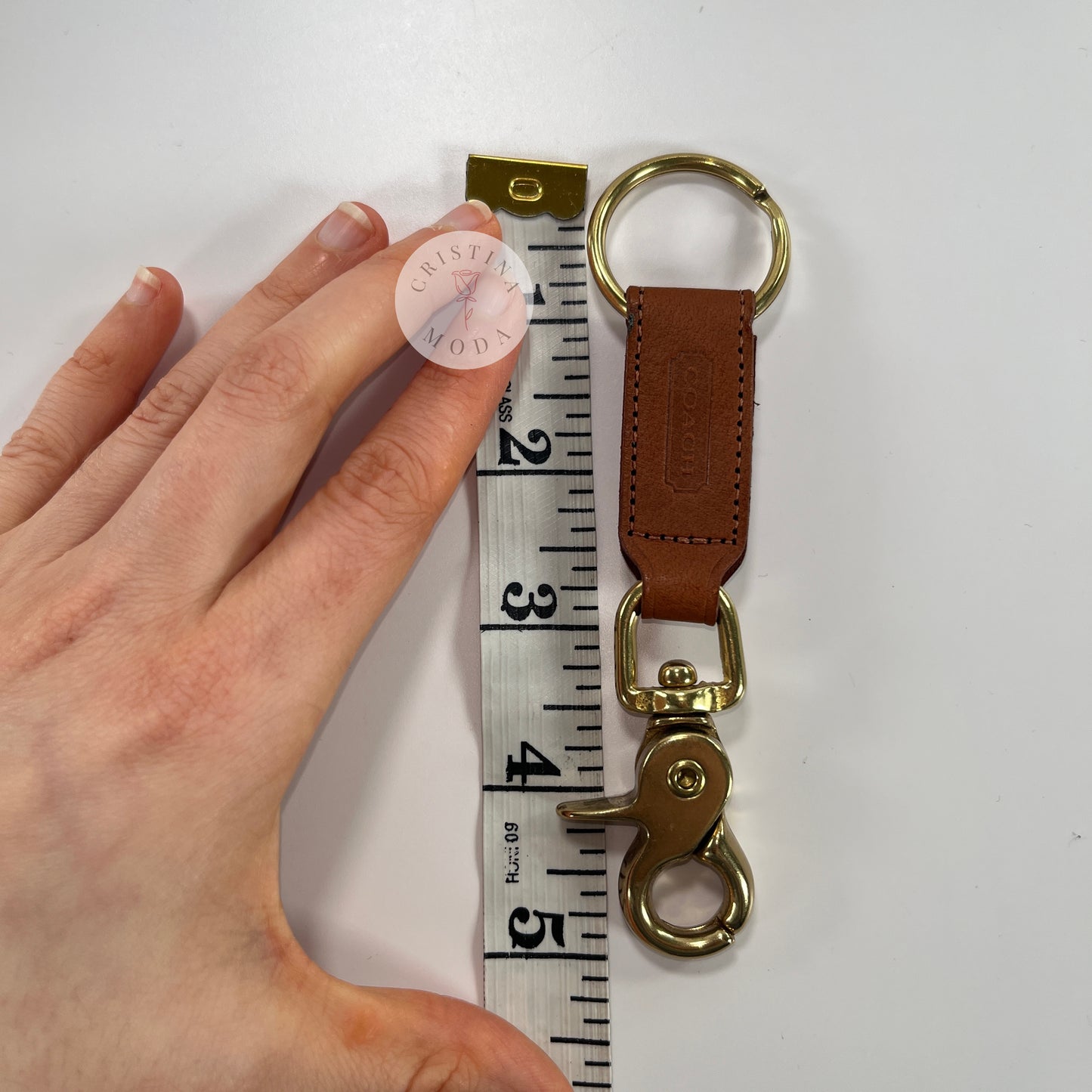 NEW Vintage Coach Trigger Snap Key Fob Gift Box British Tan