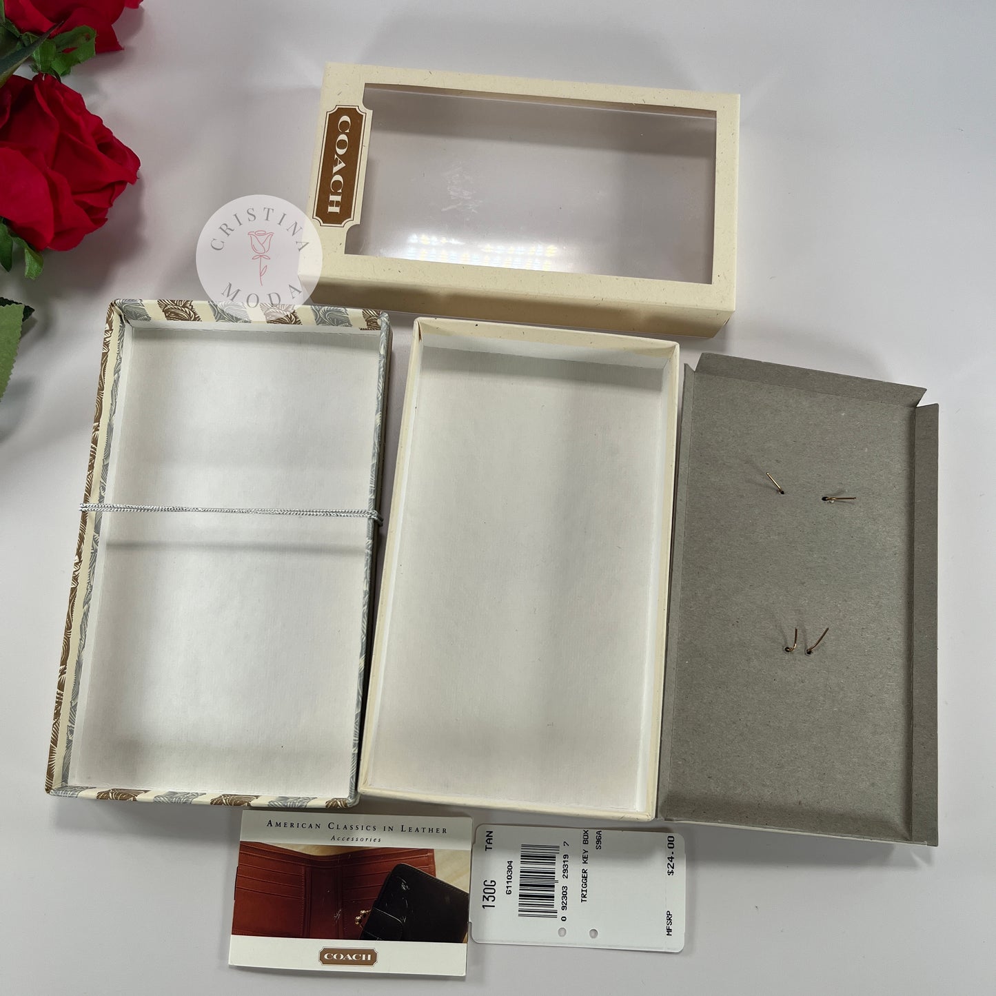 NEW Vintage Coach Trigger Snap Key Fob Gift Box British Tan