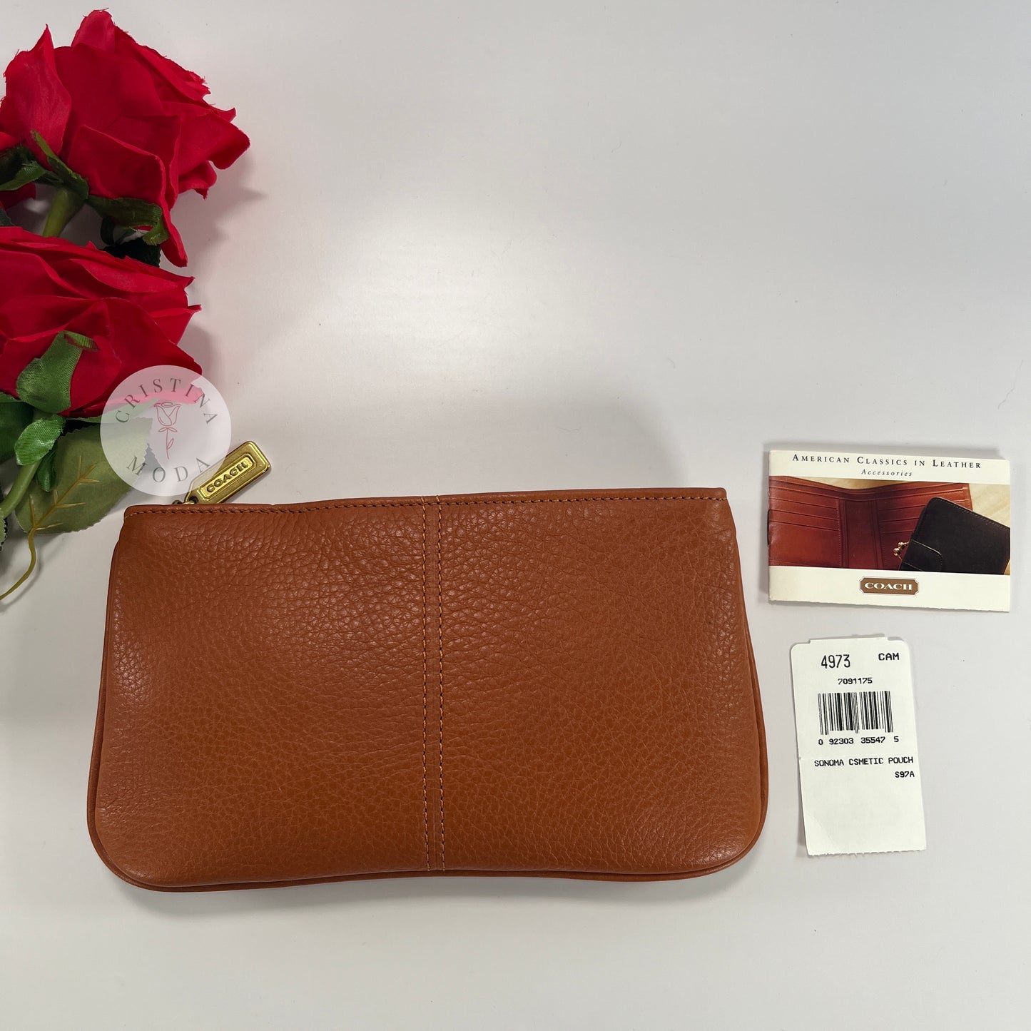 NEW Vintage Coach Sonoma Cosmetic Pouch Natural Grain 4973 Camel