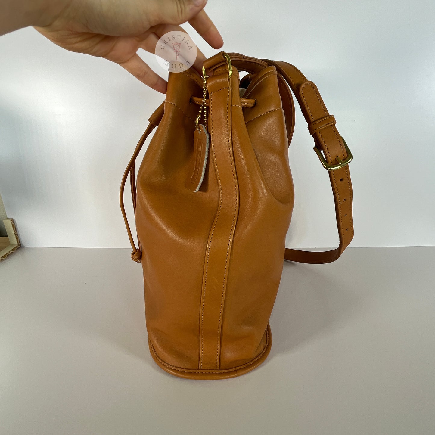 Vintage Coach Drawstring Sac Medium 4015 Honey USA