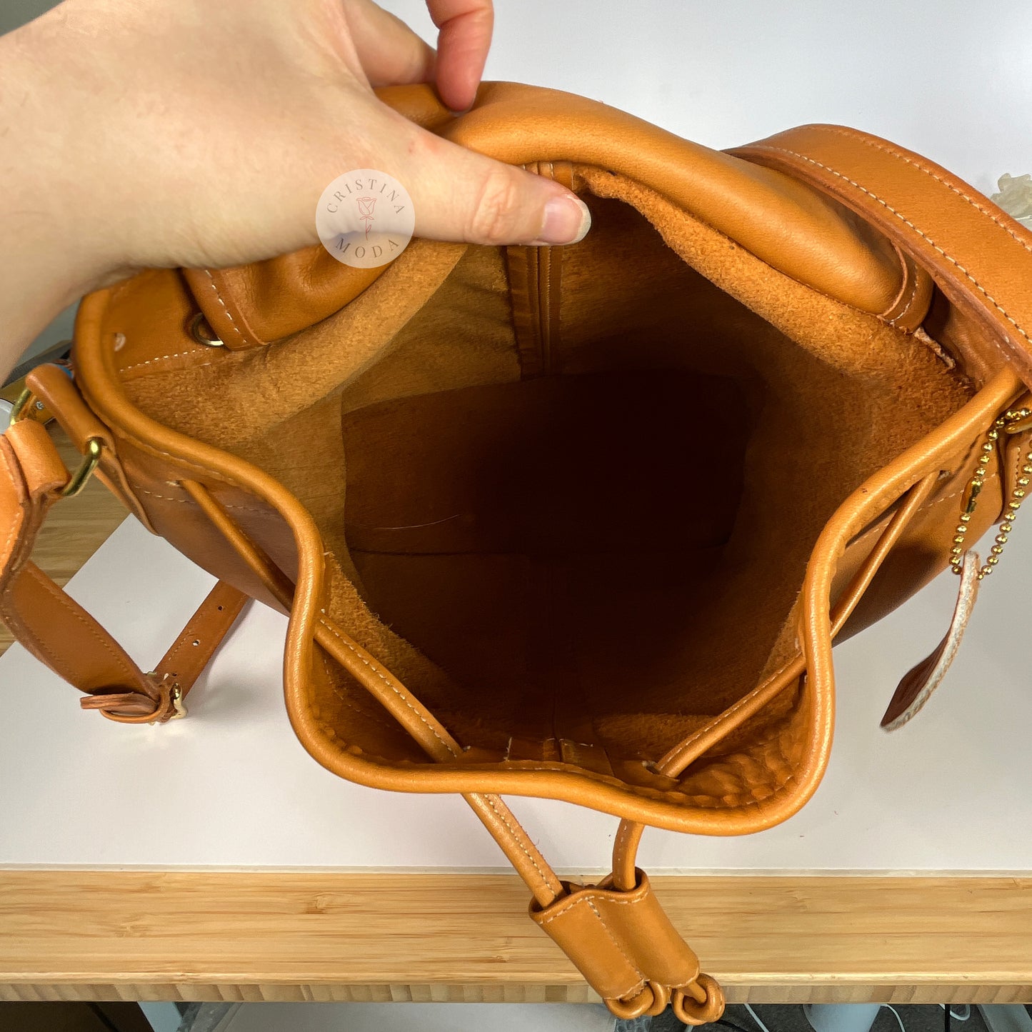 Vintage Coach Drawstring Sac Medium 4015 Honey USA
