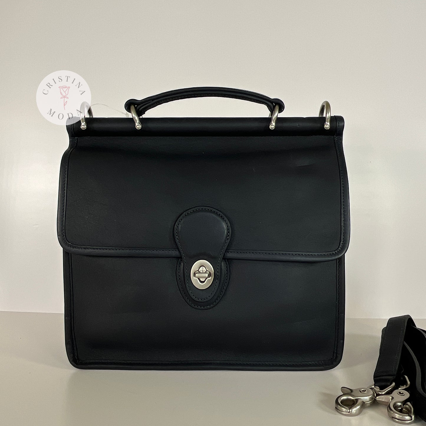 NEW Vintage Coach Willis Bag 9927 Navy & Nickel Hardware 2004