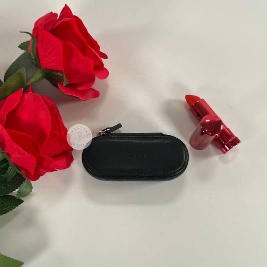 Vintage Coach Zip Around Lipstick Case Black Leather