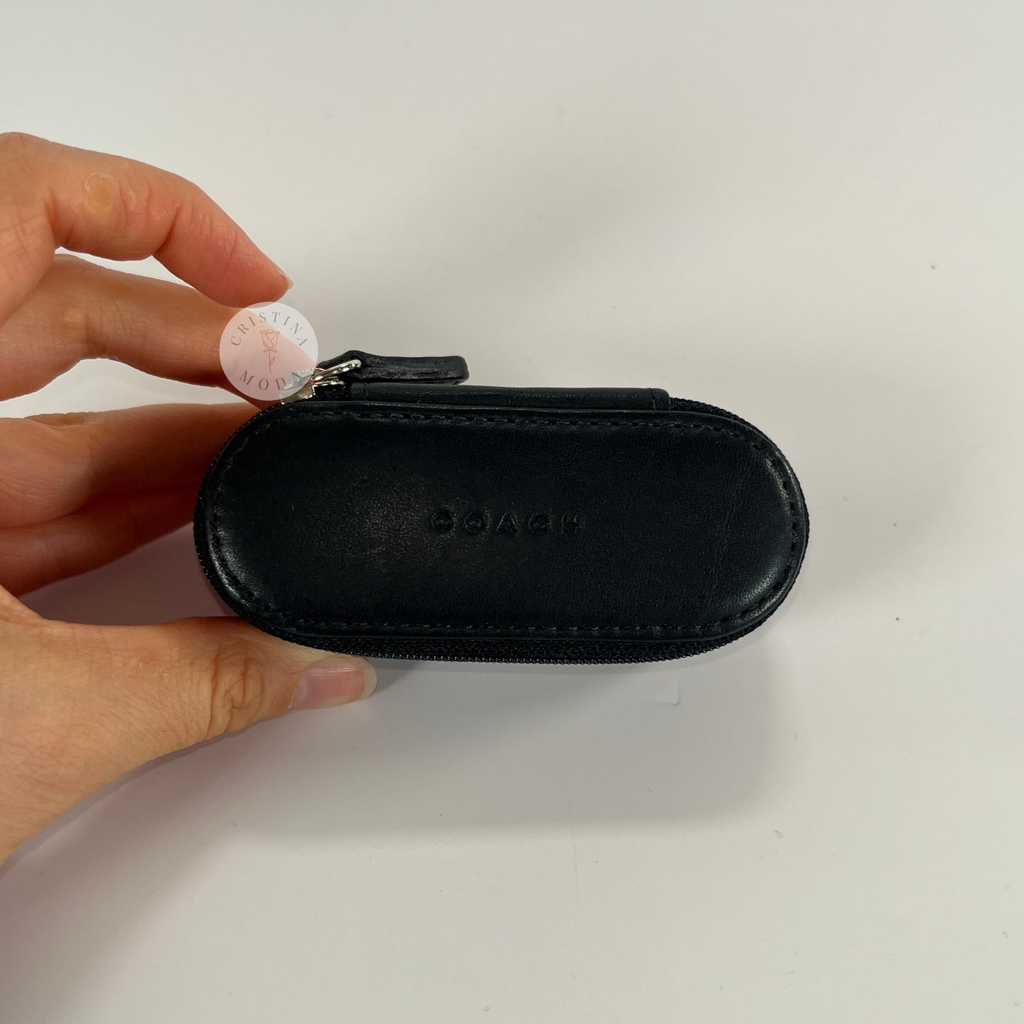 Vintage Coach Zip Around Lipstick Case Black Leather