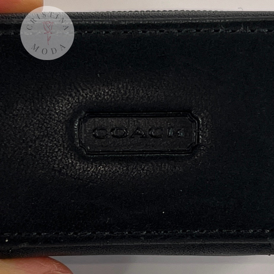 Vintage Coach Zip Around Lipstick Case Black Leather