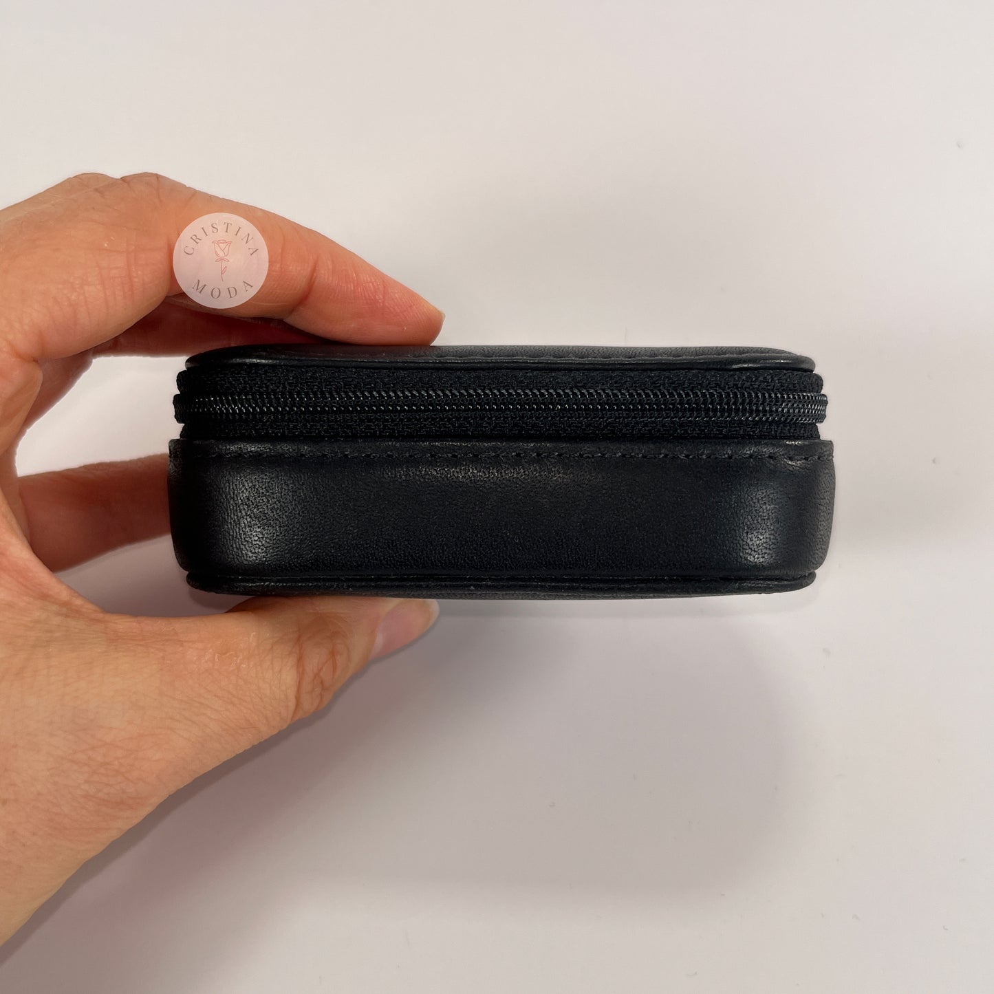 Vintage Coach Zip Around Lipstick Case Black Leather