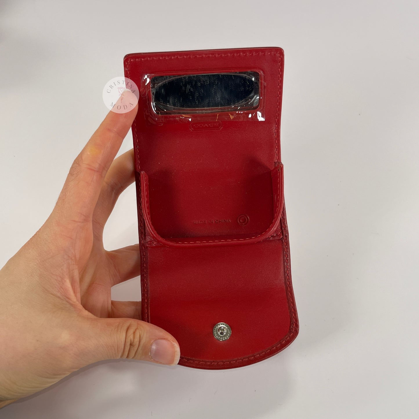 LIKE NEW Vintage Coach Leather Contact Lens Case Red