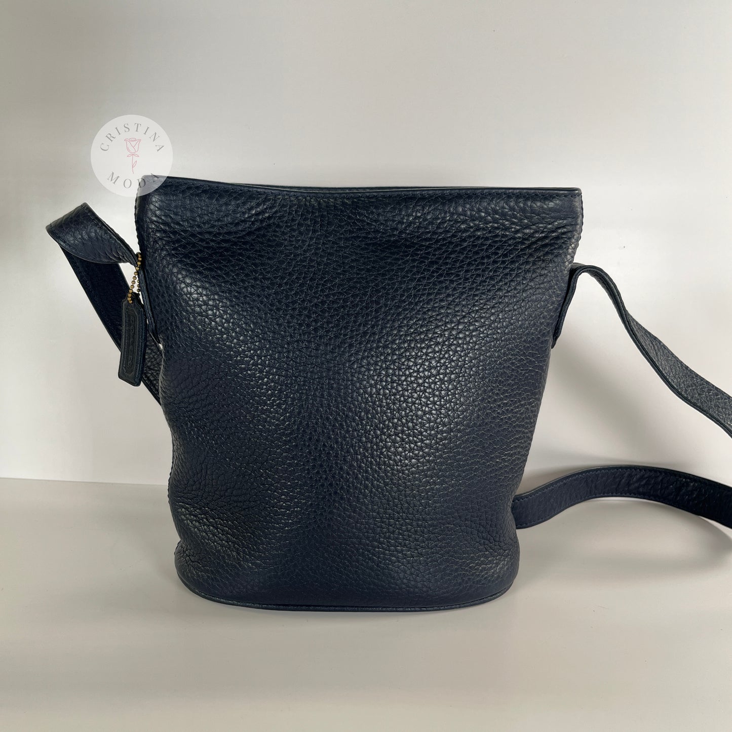 Vintage Coach Small Bucket Zip Natural Grain 4907 Navy