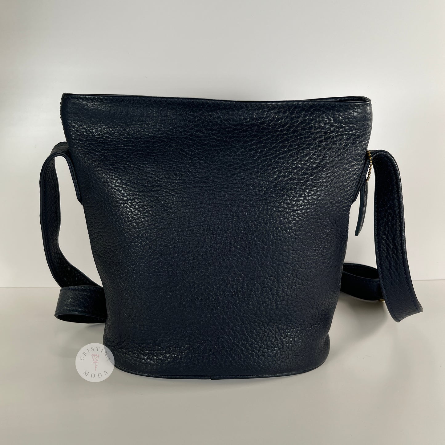 Vintage Coach Small Bucket Zip Natural Grain 4907 Navy