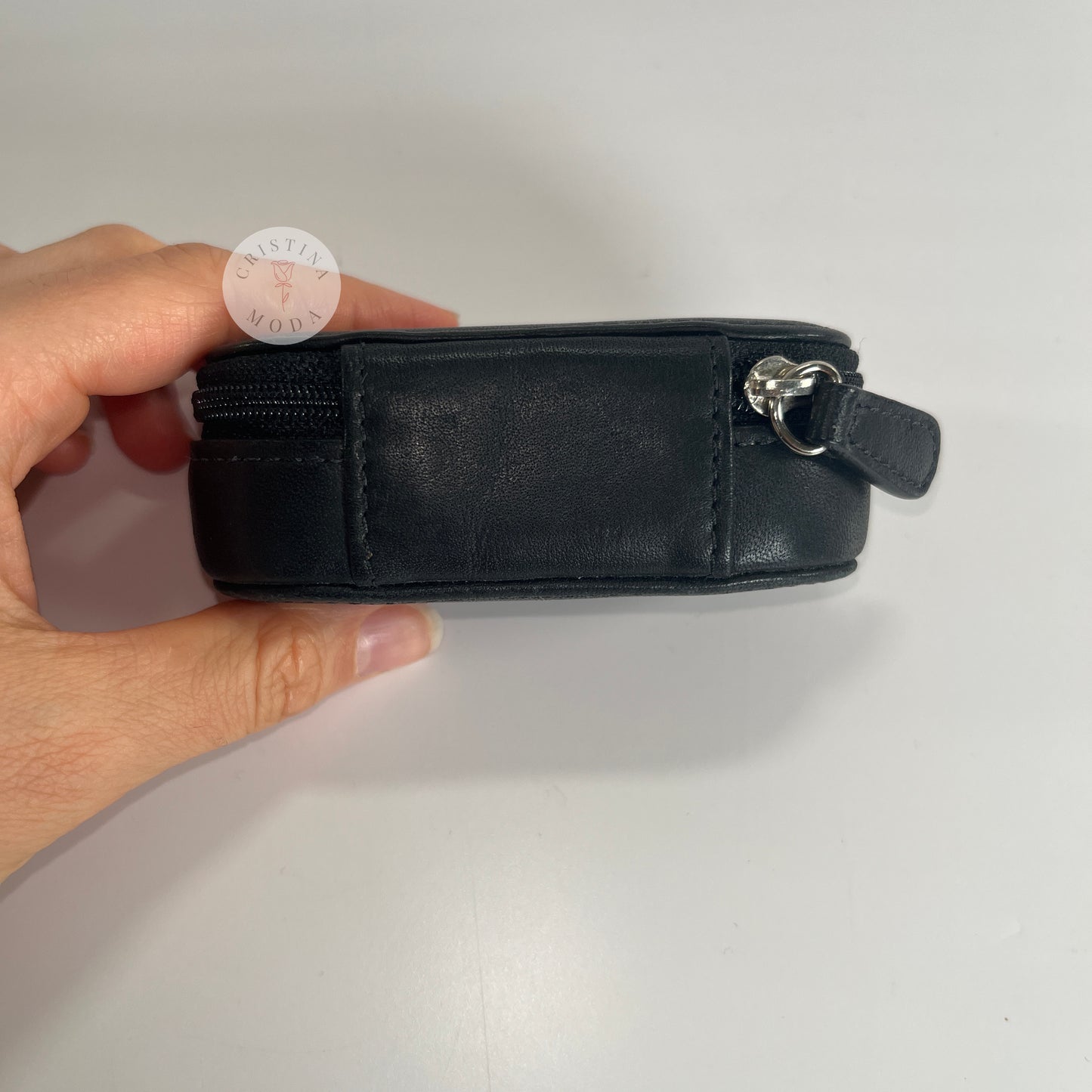 Vintage Coach Zip Around Lipstick Case Black Leather