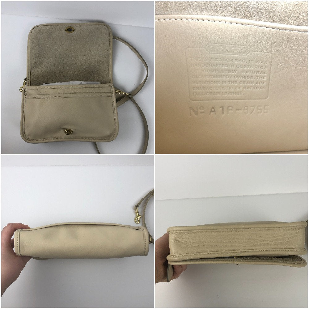 Vintage Coach 9755 Pocket Purse Bone Leather 2001 Costa Rica