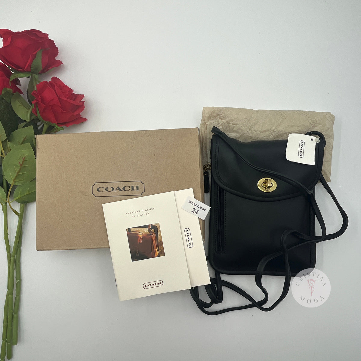 NEW Vintage Coach Tourist Pouch Passport Hipster 6908 Black USA 