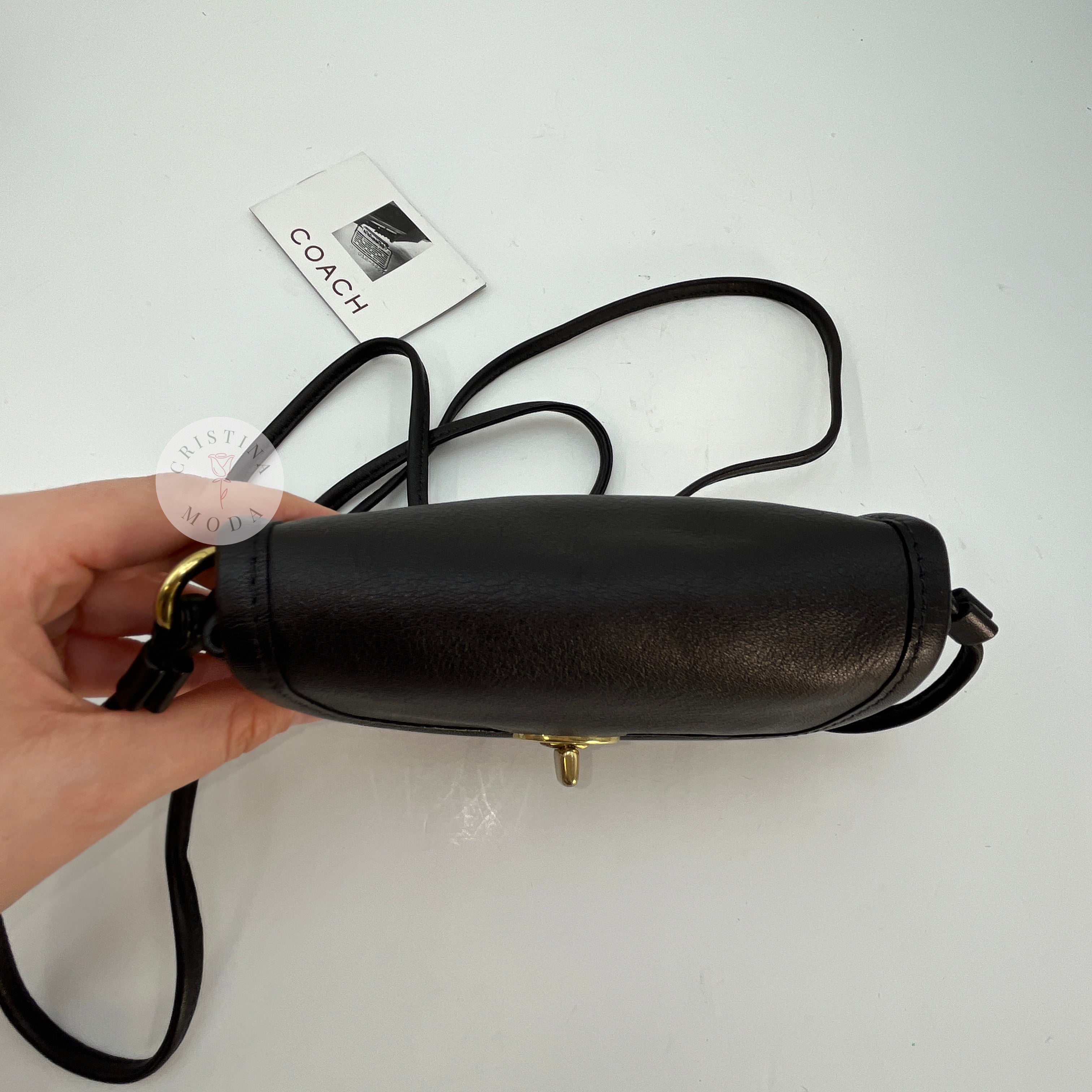 ◎vintage◎COACH Mini Body Bag BLACK Vintage Small Coach Black Leather Crossbody Bag Pocketbook Handbag