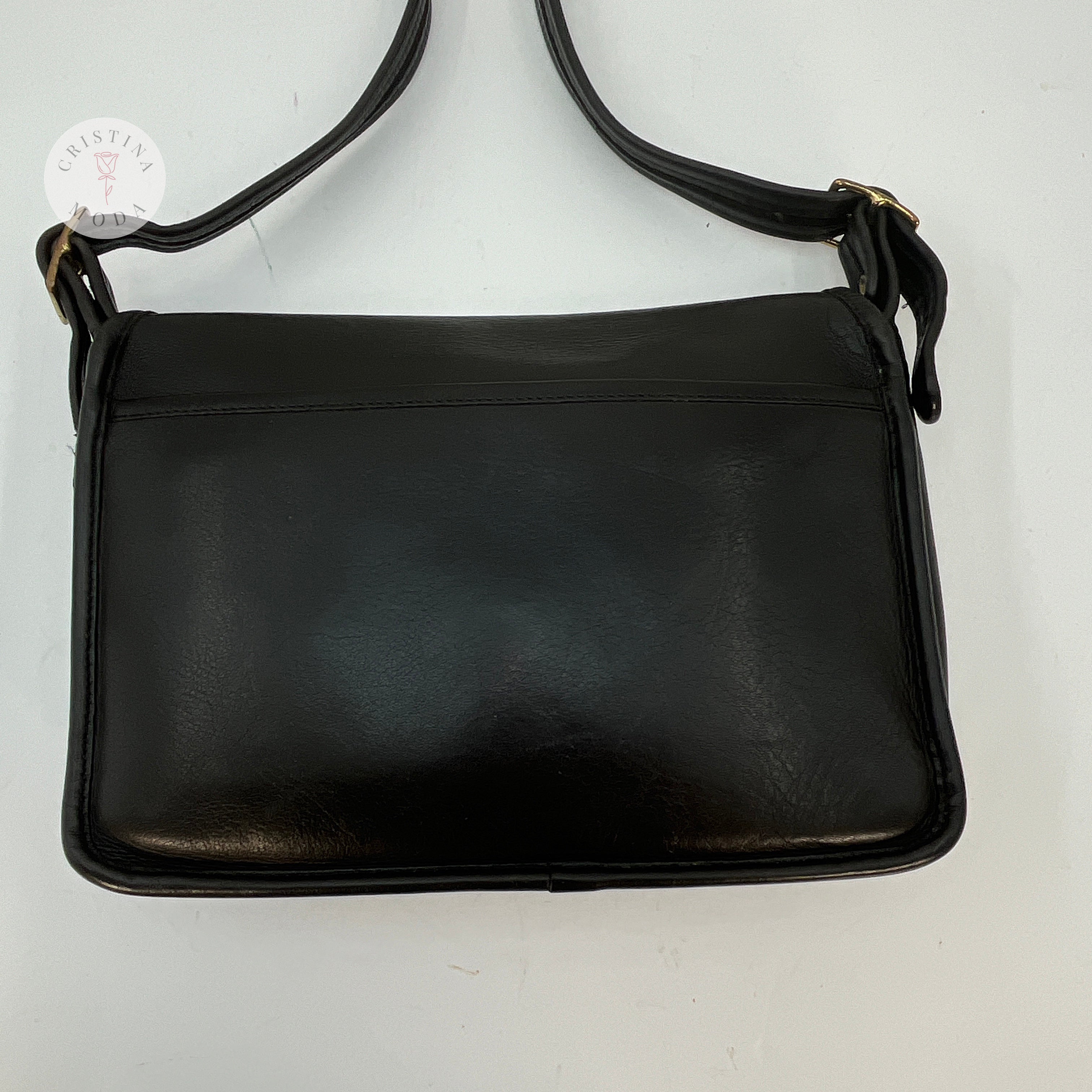 Coach Vintage USA Made high quality Black Leather Crossbody Bag Purse [H1D-9715]