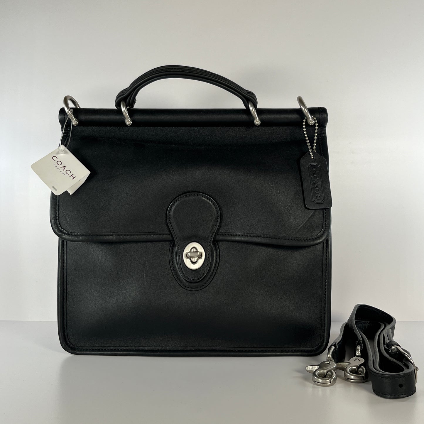 NEW Coach Willis Bag 9927 Black Leather Nickel Hardware 2005