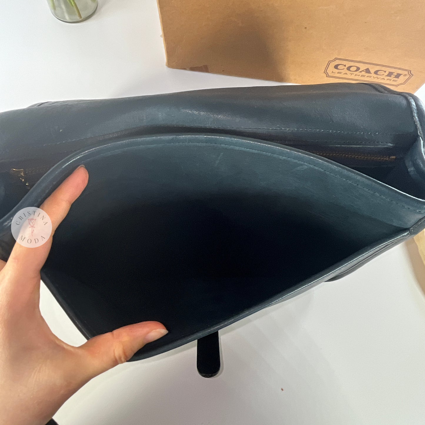 Vintage Coach NYC Saddle Pouch 9585 Navy 1980s