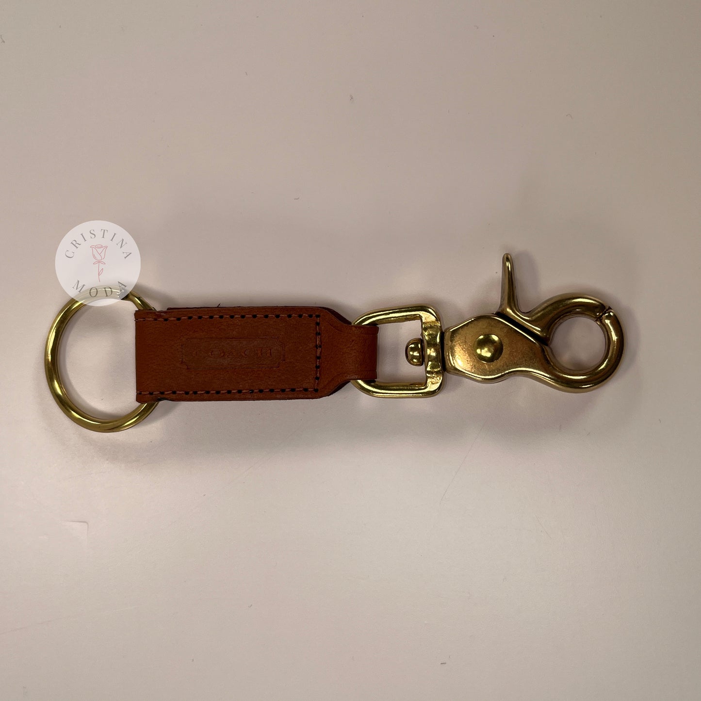 NEW Vintage Coach Trigger Snap Key Fob Gift Box British Tan