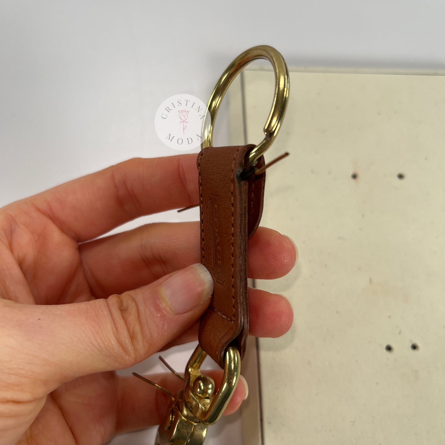 NEW Vintage Coach Trigger Snap Key Fob Gift Box British Tan