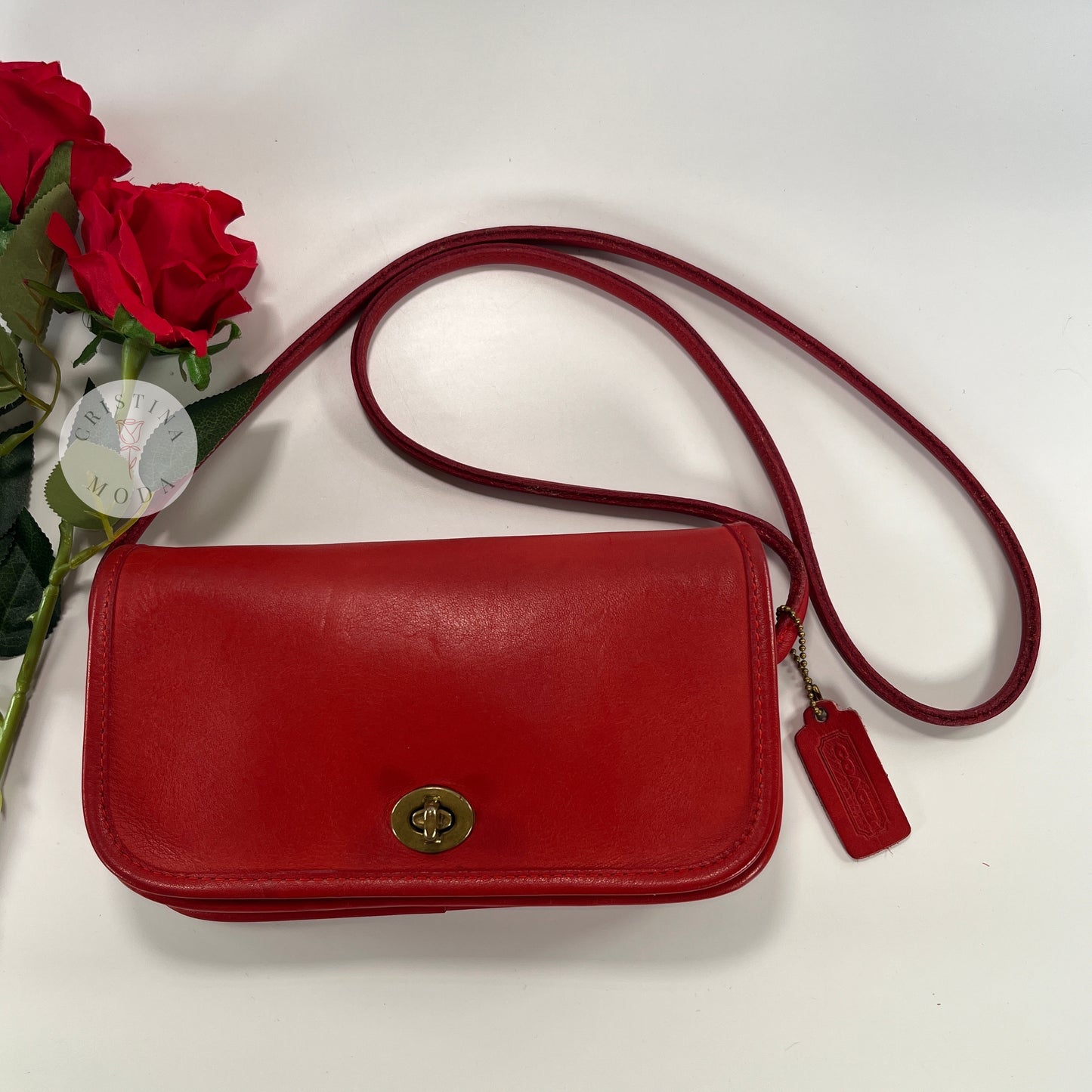 Vintage Coach NYC Dinky Bag 9375 Red 1980s