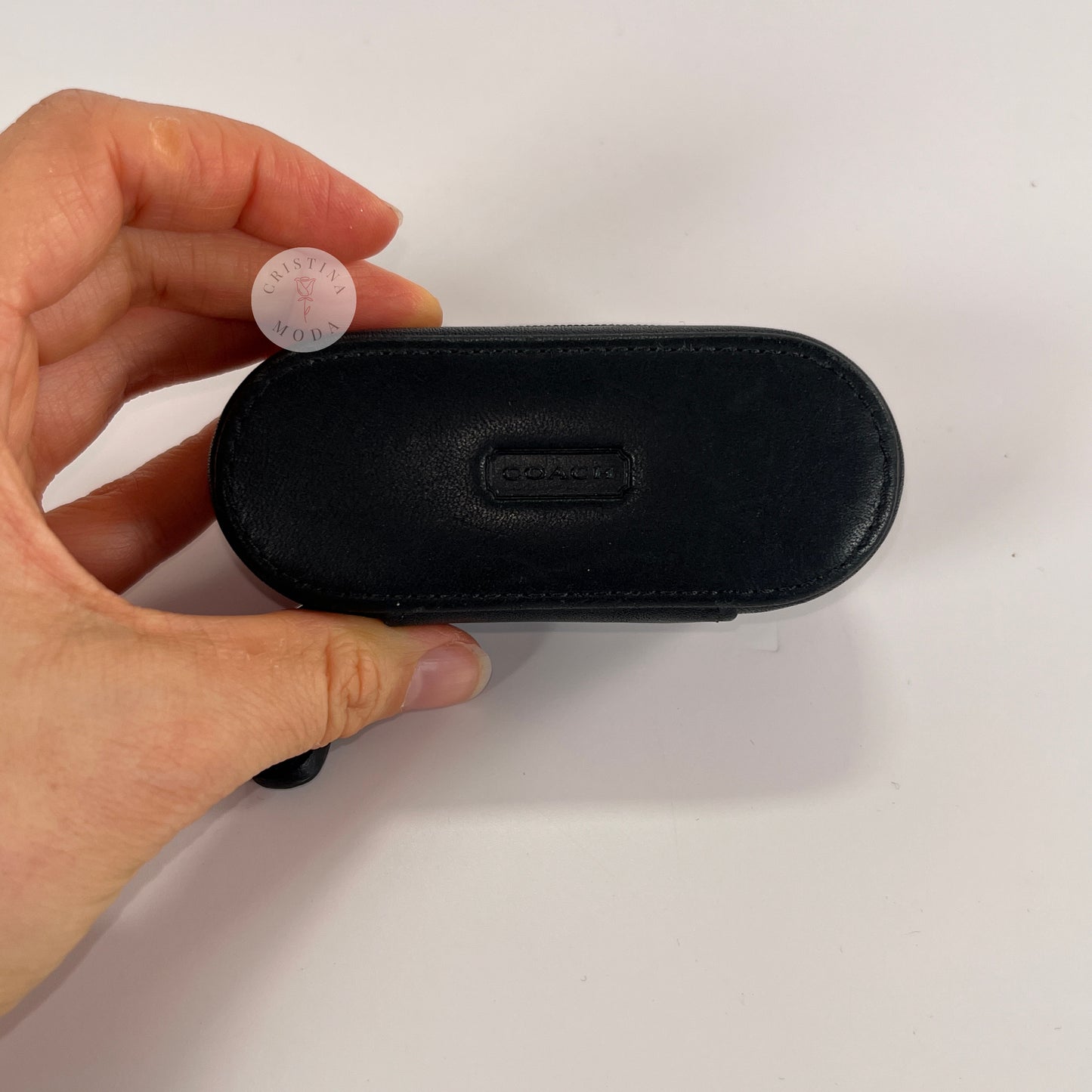 Vintage Coach Zip Around Lipstick Case Black Leather