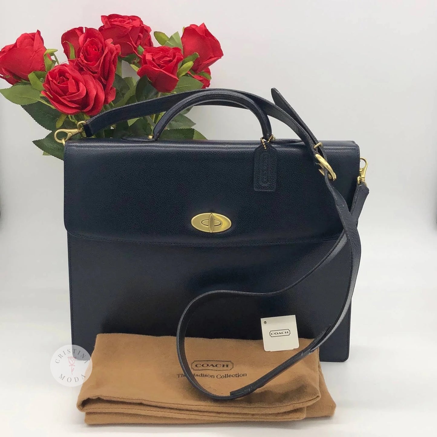 Vintage Coach Madison Drake Briefcase 4420 Navy Italy 1996