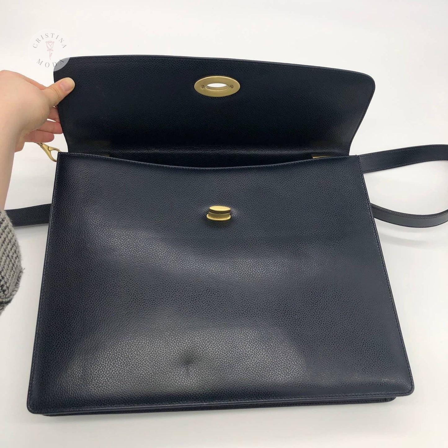Vintage Coach Madison Drake Briefcase 4420 Navy Italy 1996