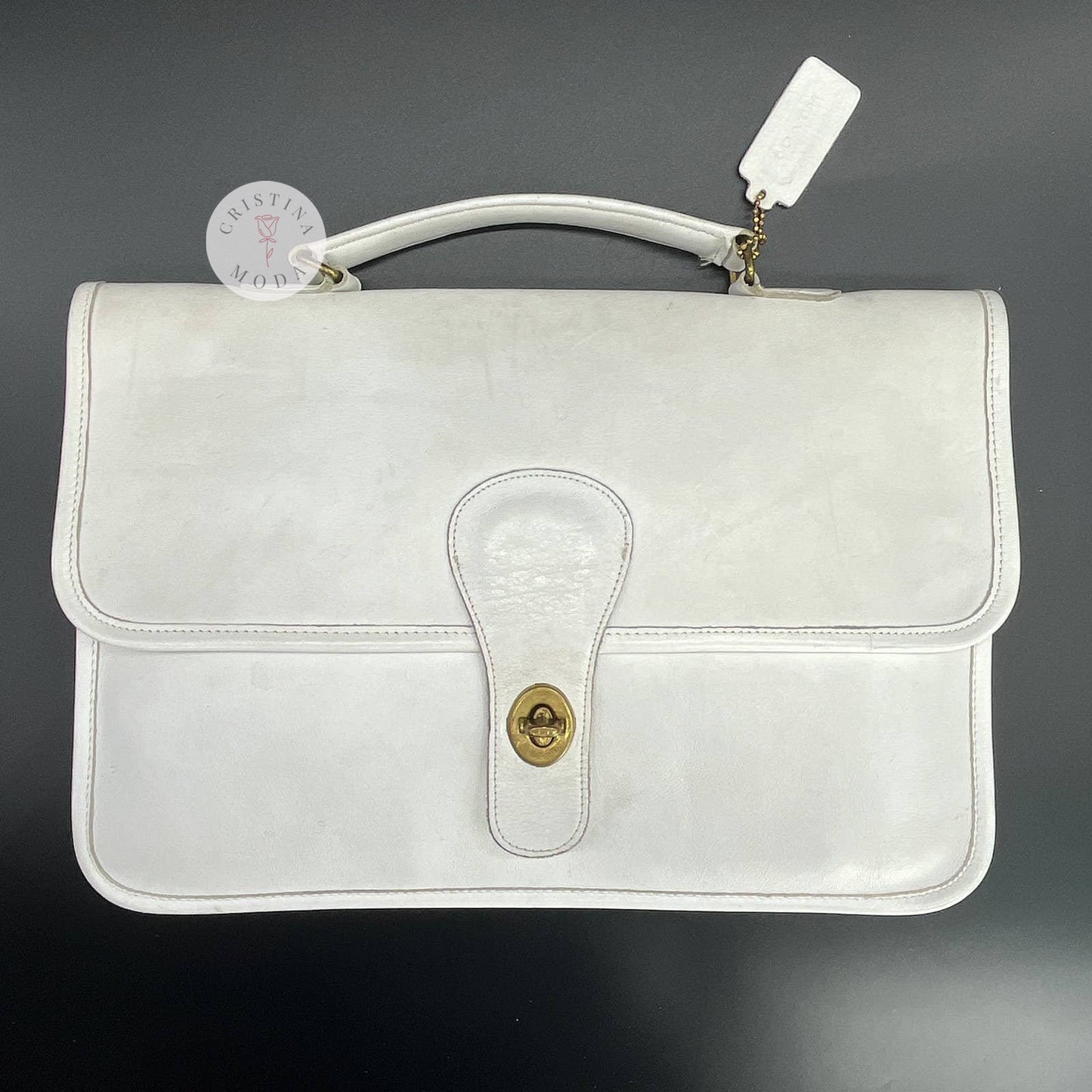 Vintage Coach Pre-Creed 1970's School Bag Clutch 9390 White