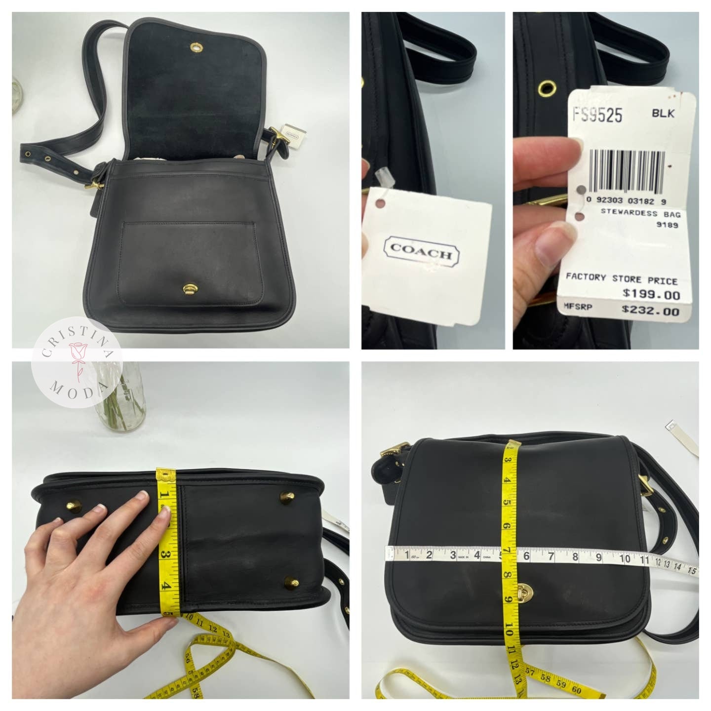 NEW Vintage Coach Stewardess Bag 9525 Black 2000 Costa Rica