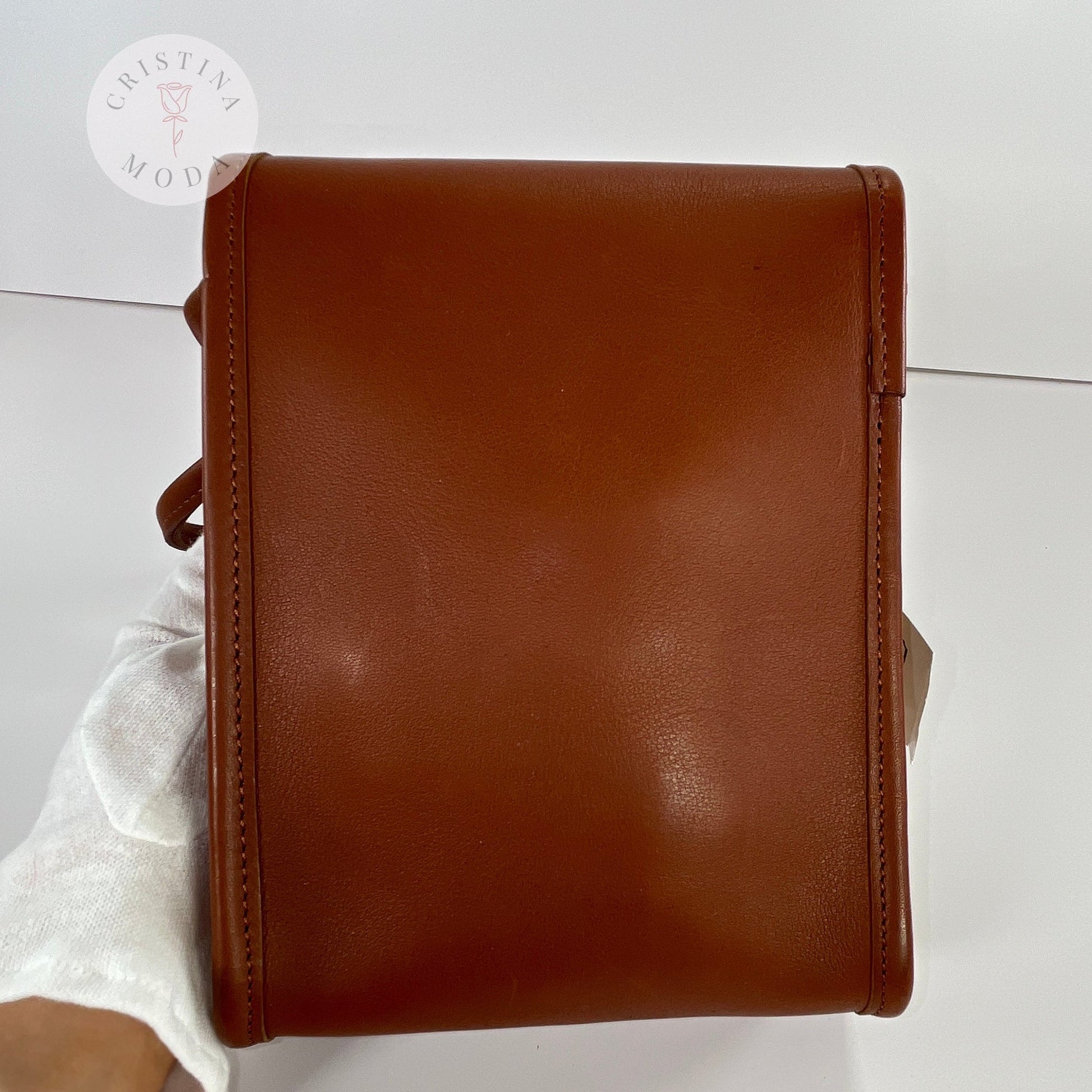 Vintage Coach Scooter Bag in British Tan, view of back of bag
