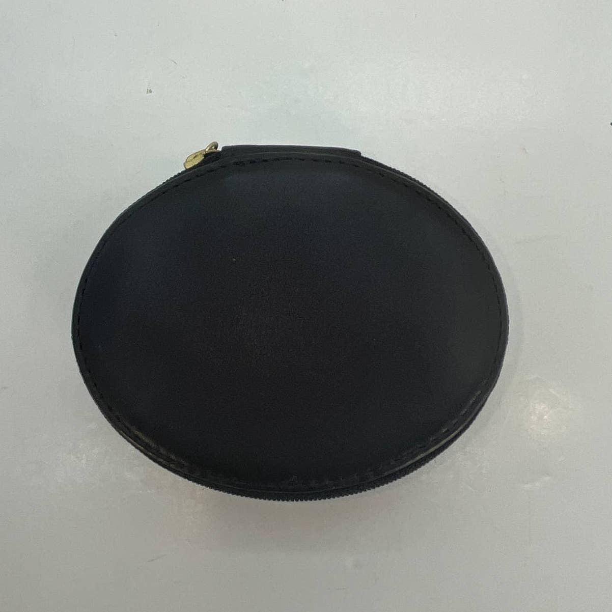 Vintage Coach Round Zip Jewelry Case Black Leather