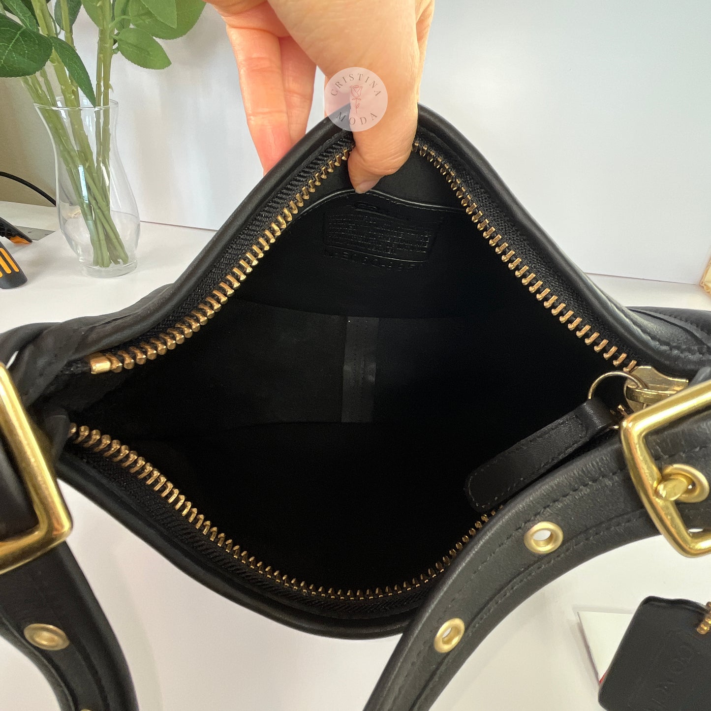 Close up photo showing the interior of the bag