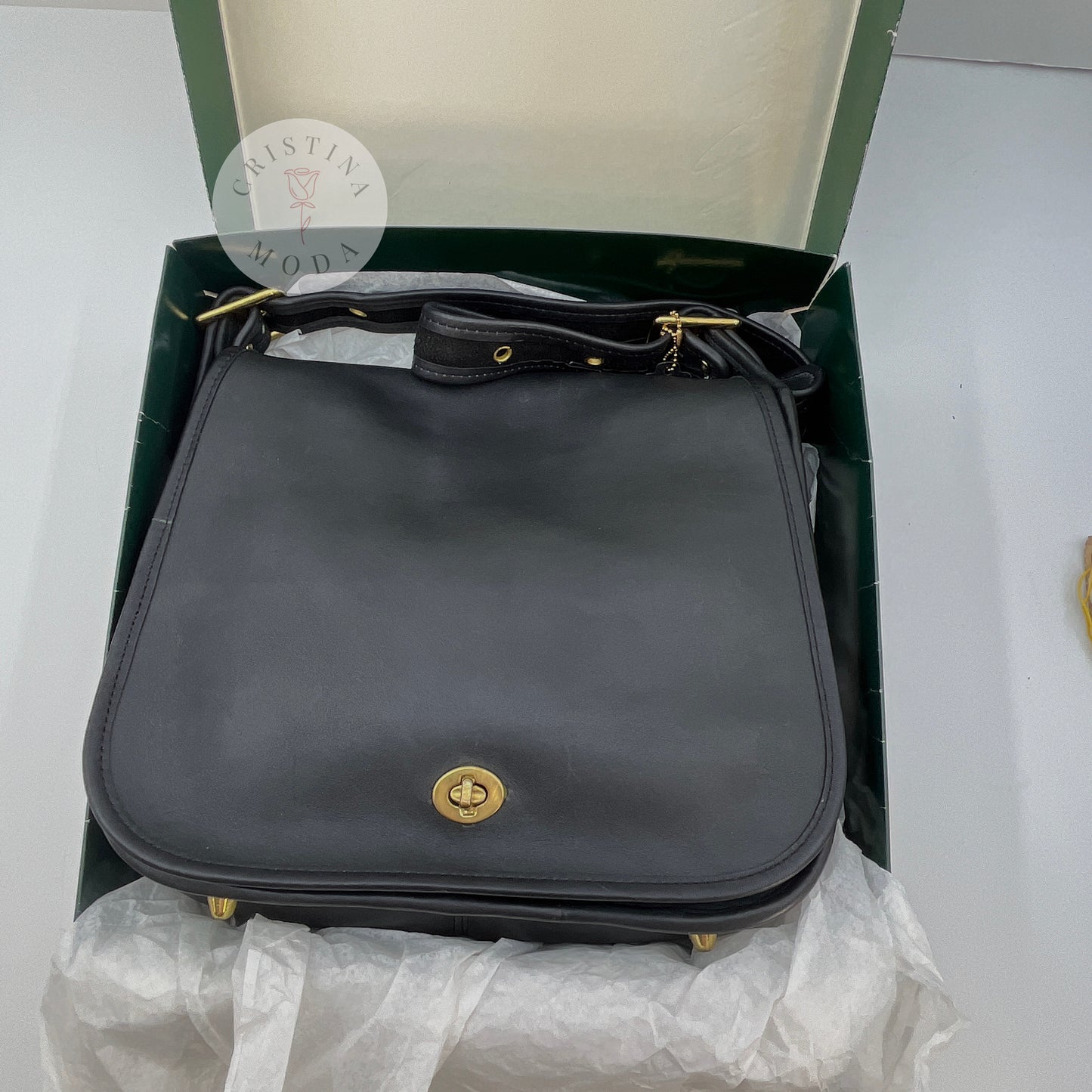 The vintage coach stewardess bag in the box it comes with