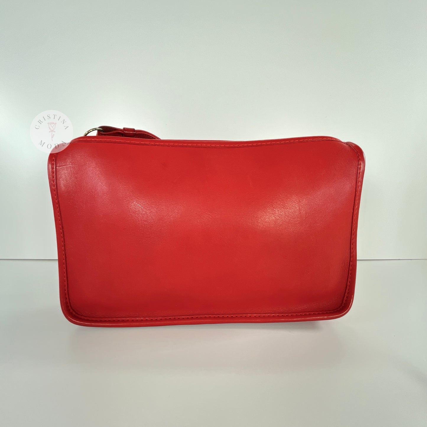 Vintage Coach Zippered Clutch in Red, view of front