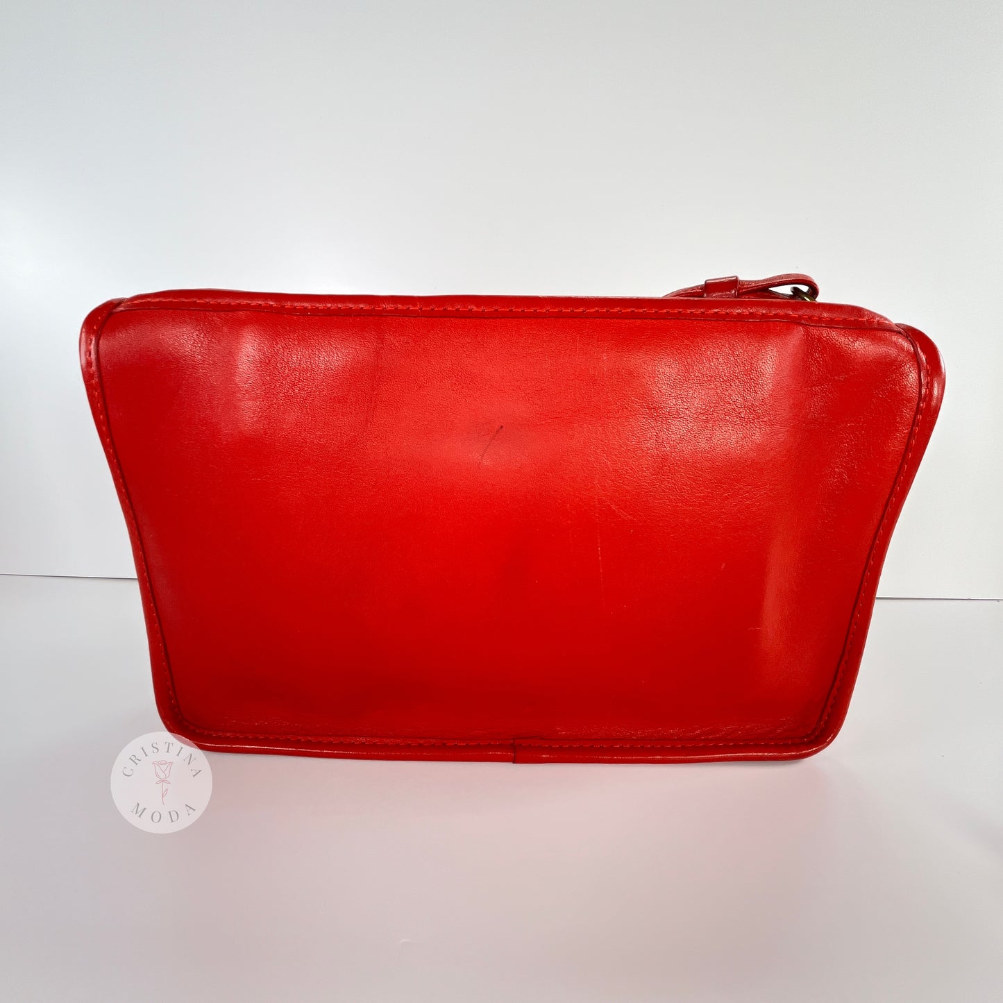 Vintage Coach Zippered Clutch in Red, view of back
