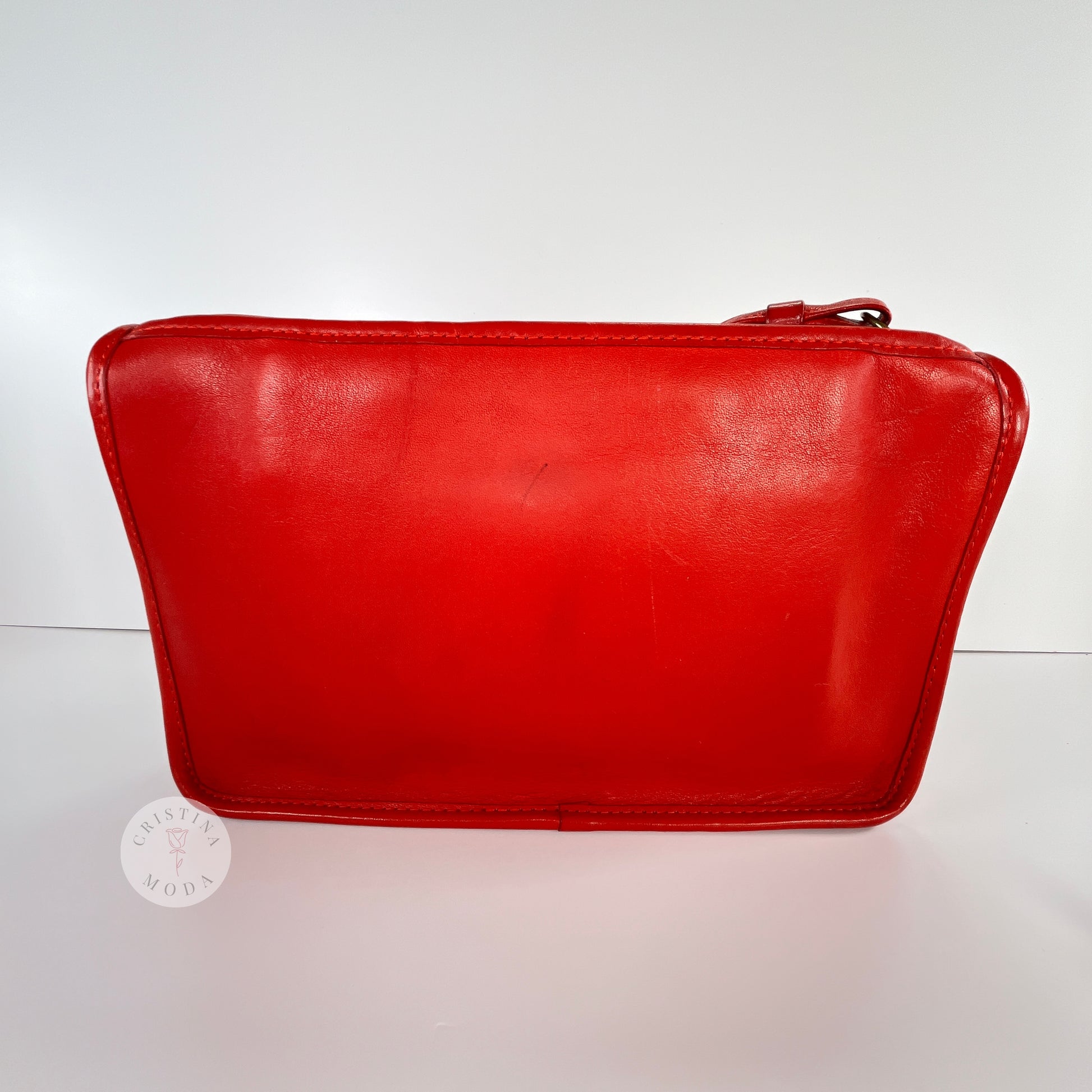 Vintage Coach Zippered Clutch in Red, view of back