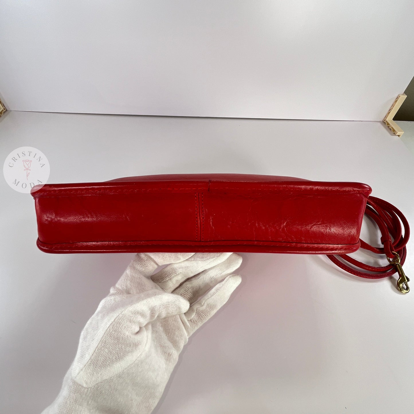 Vintage Coach Zippered Clutch in Red, view of bottom