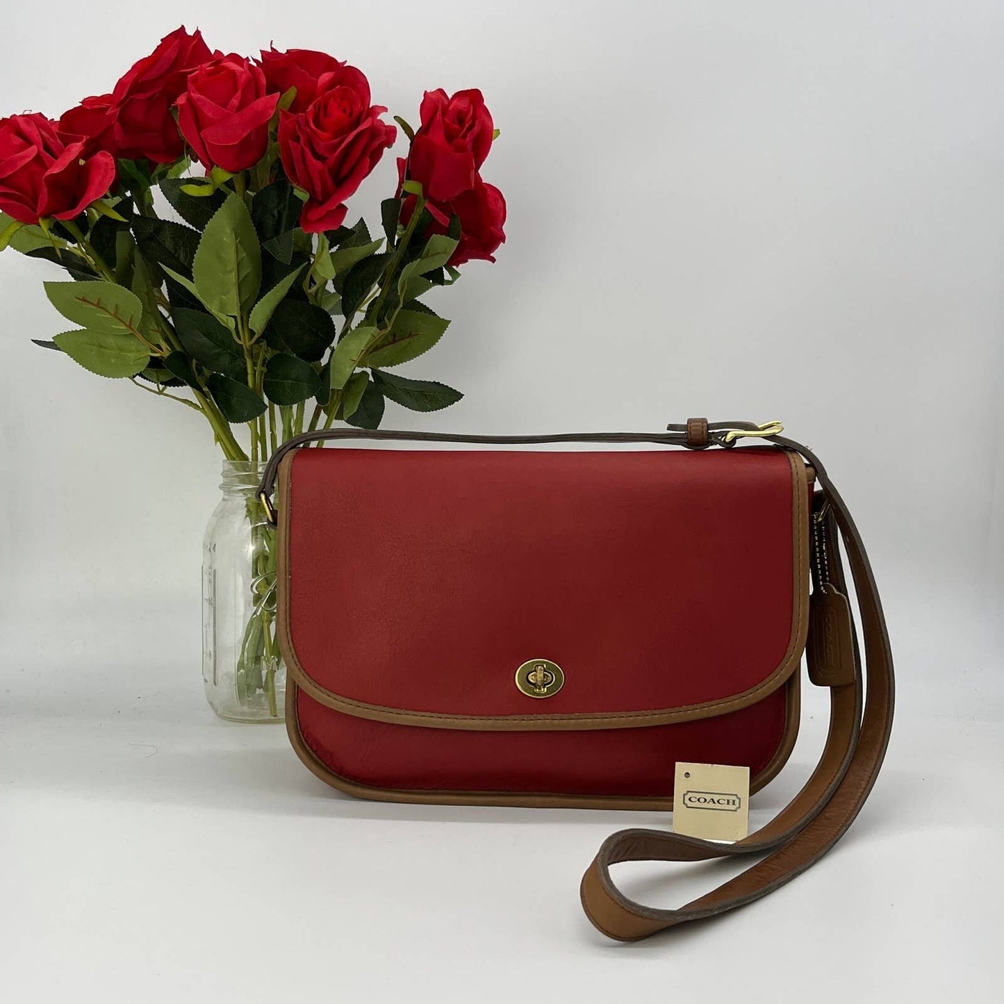 Vintage Coach City Bag Spectator 6790 Red Tabac USA