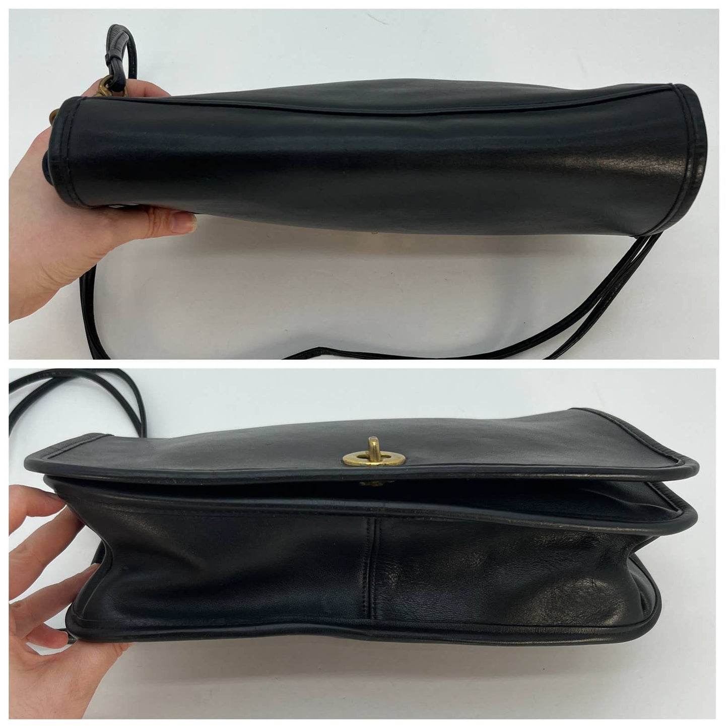 Vintage Coach NYC Early Convertible Clutch Double Strap 9320 Black 1980s